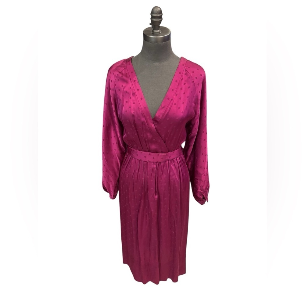Albert Capraro Vintage Silk Polka Dot Midi Dress Small